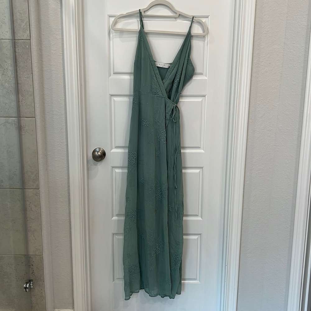 Green ASTR wrap dress